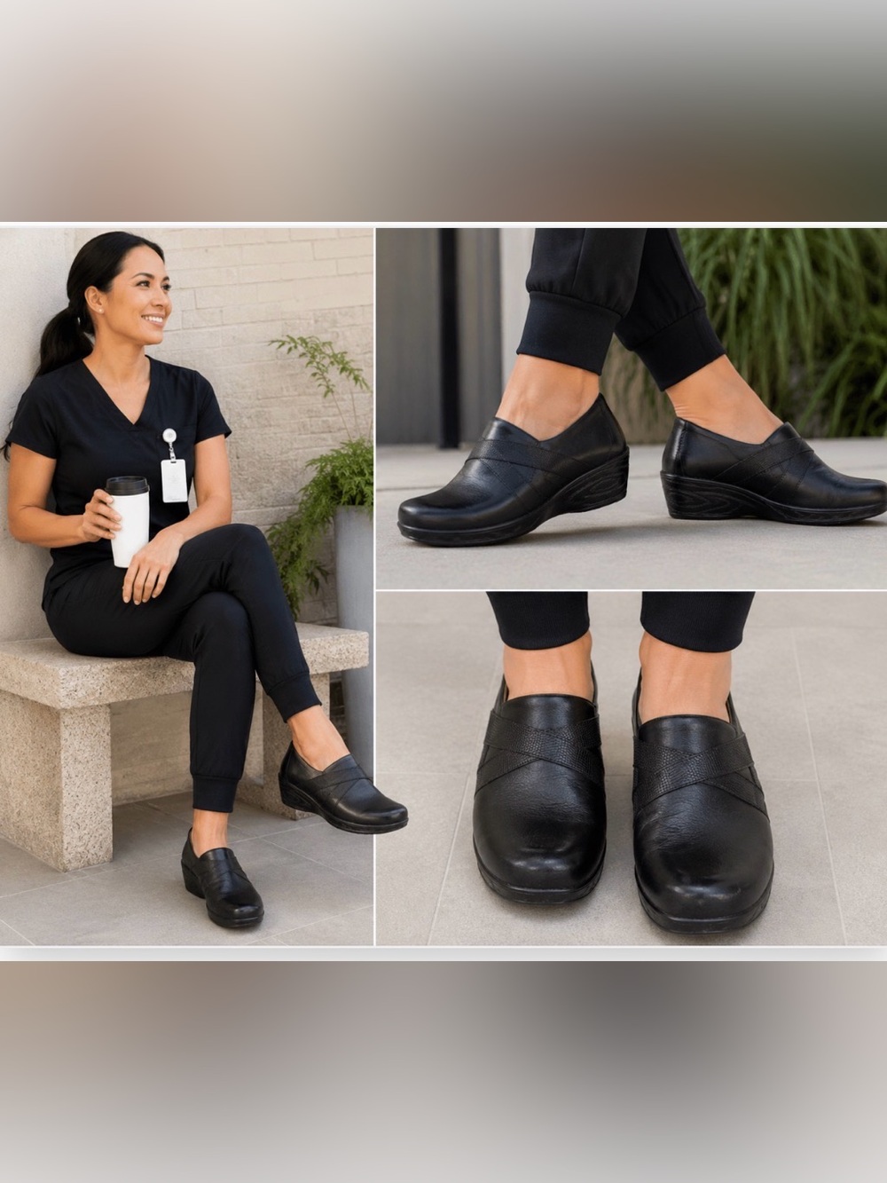 Klogs Tacoma Black Leather Comfort Nursing Work Clogs Slip Resistant Size 11